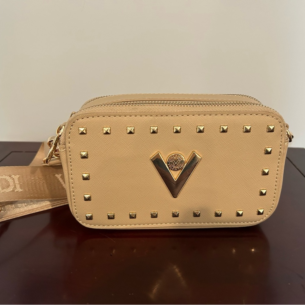 Valentino Orlandi Studded Crossbody Bag in Beige